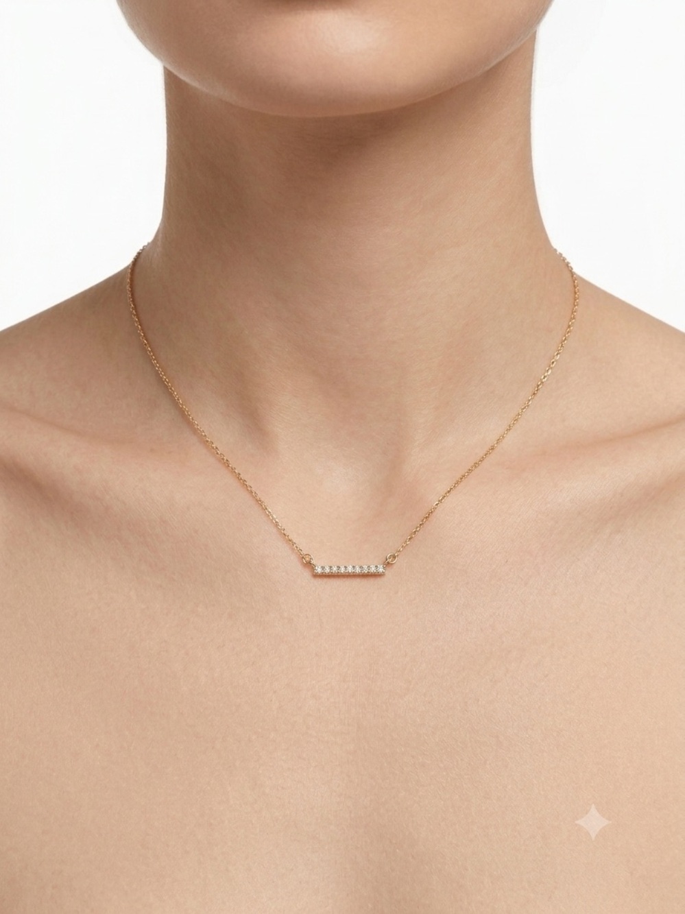 Adina Reyter 14K Yellow Gold Pavé Diamond Tiny Bar Necklace